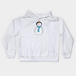 Blue Scarf Snowman Kids Hoodie